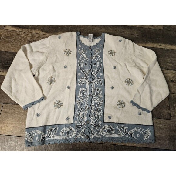 Koret Sweaters - Koret Snowflake Winter Beaded Sweater 2x